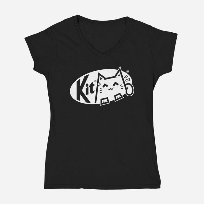 Kit Cat-Womens-V-Neck-Tee-krisren28