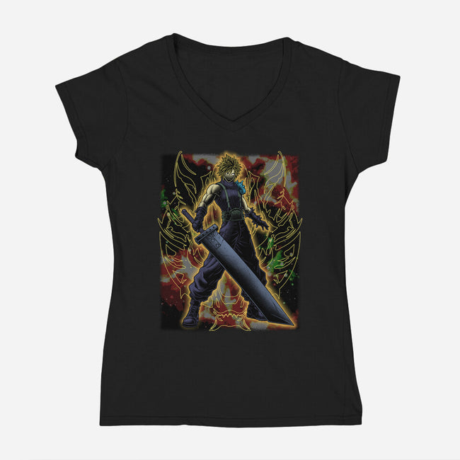 Strife Warrior Shadow Nebula-Womens-V-Neck-Tee-Astrobot Invention