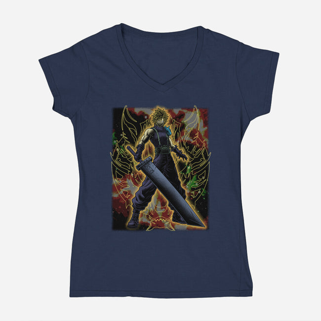 Strife Warrior Shadow Nebula-Womens-V-Neck-Tee-Astrobot Invention