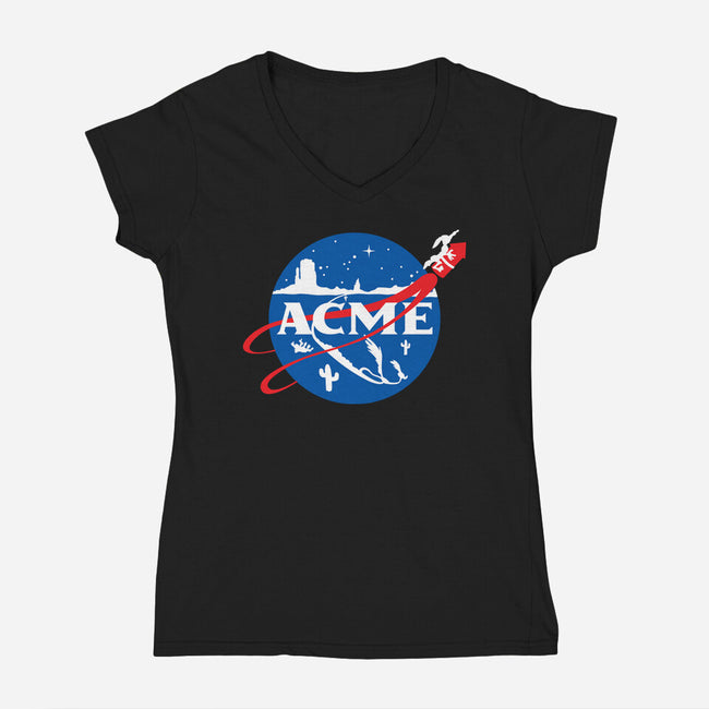 Acme Space Program-Womens-V-Neck-Tee-mekazoo