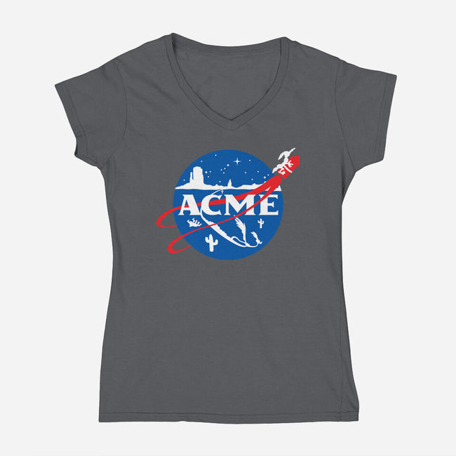 Acme Space Program-Womens-V-Neck-Tee-mekazoo