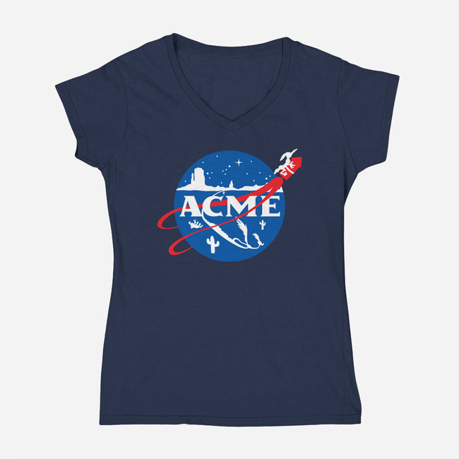 Acme Space Program-Womens-V-Neck-Tee-mekazoo
