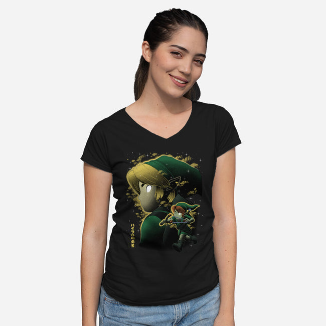 Magnetic Overlord Sumi-E-Womens-V-Neck-Tee-Astrobot Invention