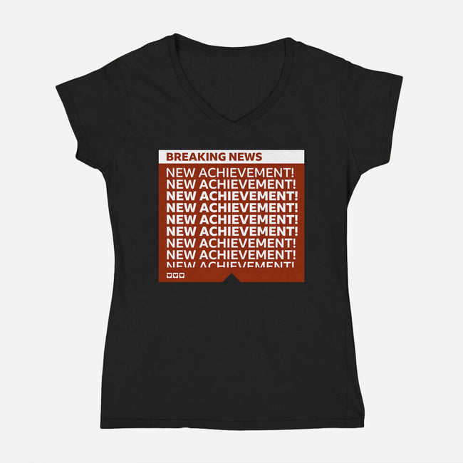 Breaking News Achievement-Womens-V-Neck-Tee-rocketman_art