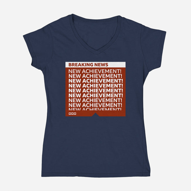 Breaking News Achievement-Womens-V-Neck-Tee-rocketman_art
