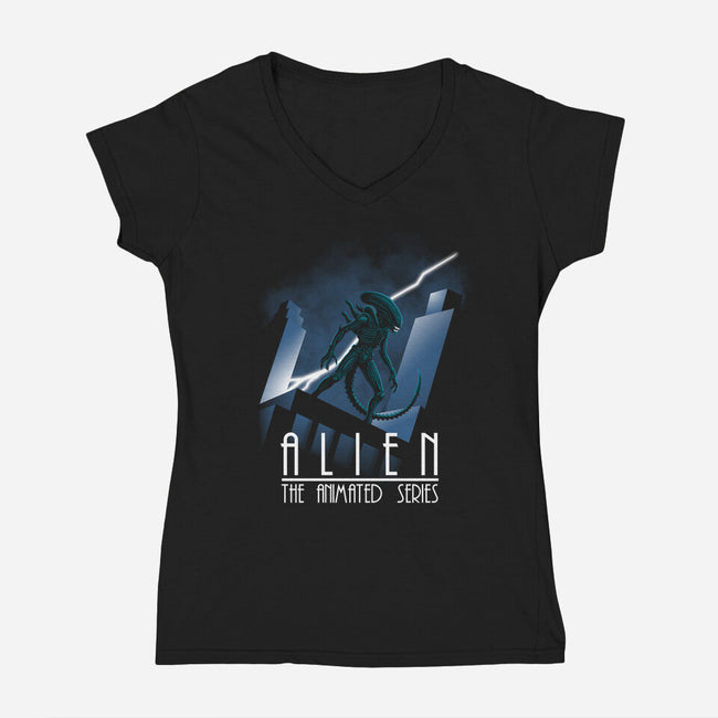 Alien The Animated Series-Womens-V-Neck-Tee-jasesa
