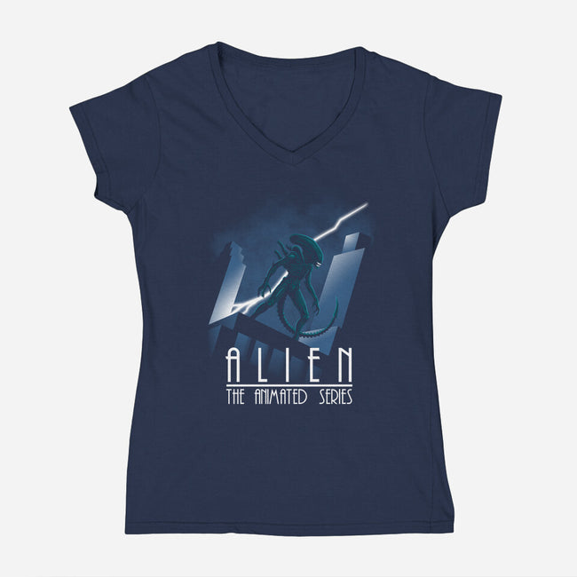 Alien The Animated Series-Womens-V-Neck-Tee-jasesa