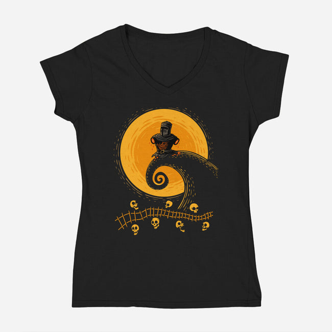 The Knightmare Before Christmas-Womens-V-Neck-Tee-erion_designs