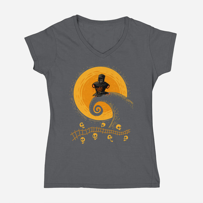 The Knightmare Before Christmas-Womens-V-Neck-Tee-erion_designs