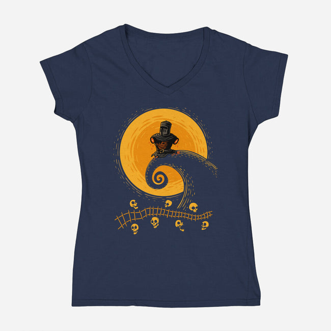 The Knightmare Before Christmas-Womens-V-Neck-Tee-erion_designs