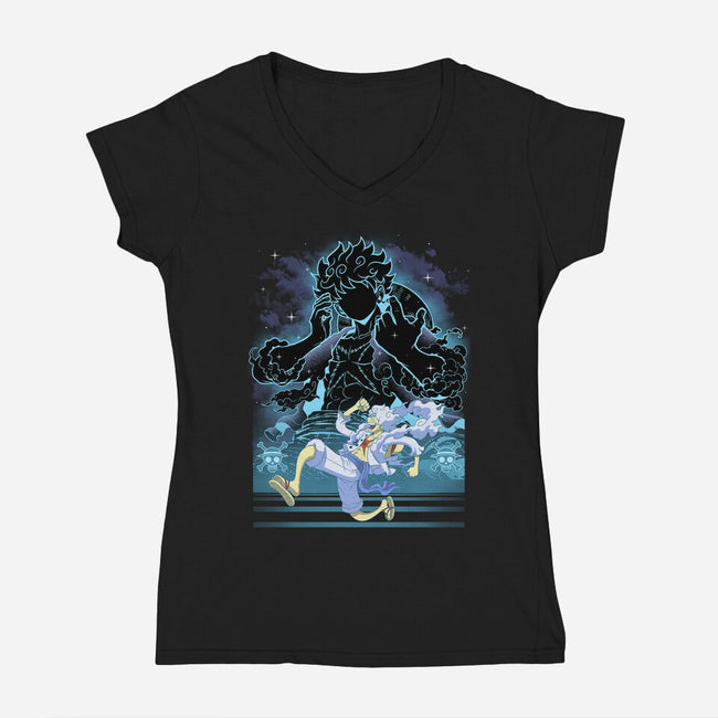 Straw Hat Captain Shadow-Womens-V-Neck-Tee-Astrobot Invention