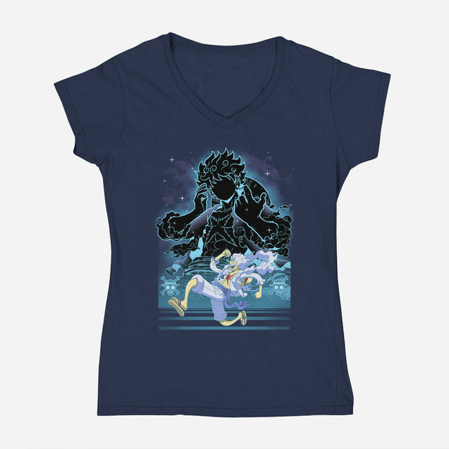 Straw Hat Captain Shadow-Womens-V-Neck-Tee-Astrobot Invention