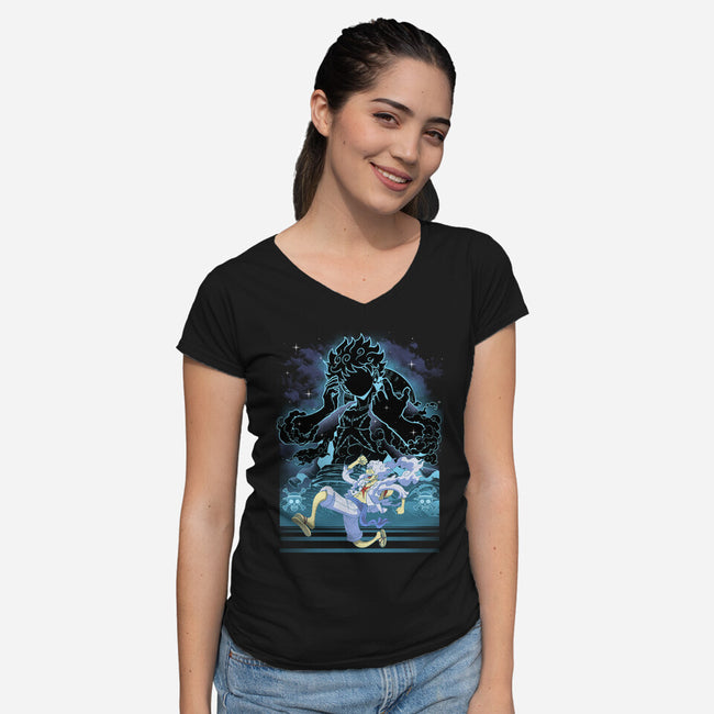 Straw Hat Captain Shadow-Womens-V-Neck-Tee-Astrobot Invention