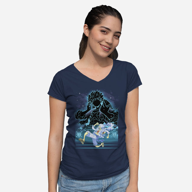 Straw Hat Captain Shadow-Womens-V-Neck-Tee-Astrobot Invention