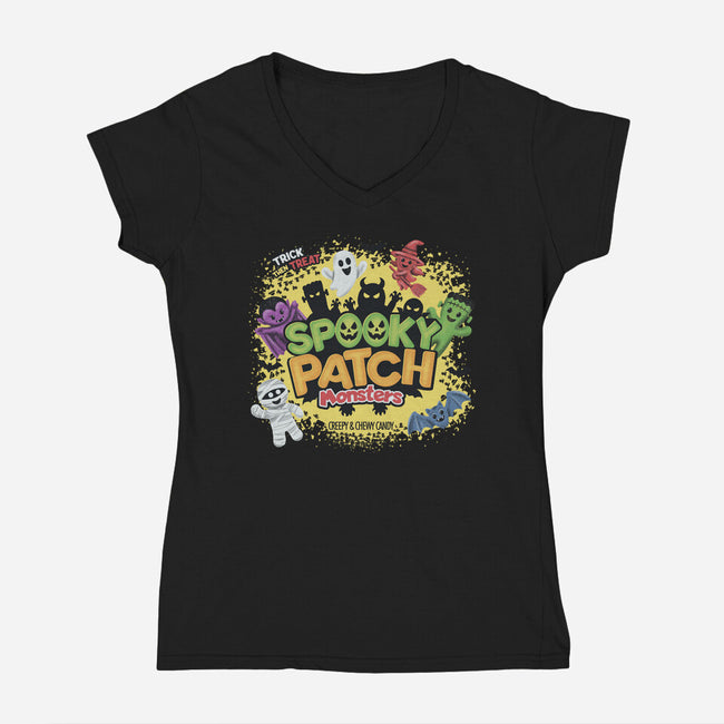 Spooky Patch Monsters-Womens-V-Neck-Tee-NMdesign