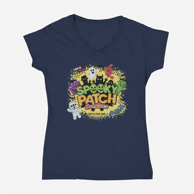 Spooky Patch Monsters-Womens-V-Neck-Tee-NMdesign