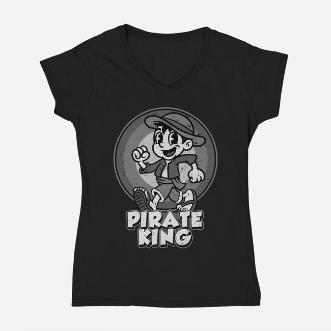 Vintage Pirate King-Womens-V-Neck-Tee-Badbone Collections