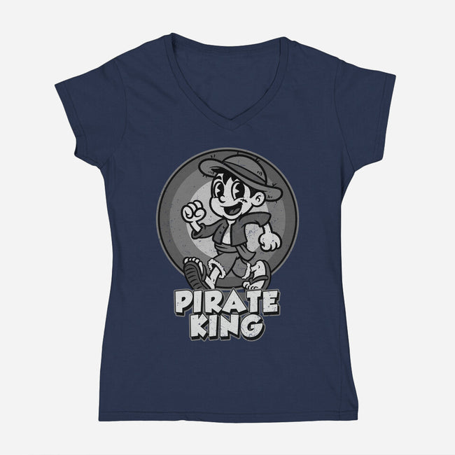 Vintage Pirate King-Womens-V-Neck-Tee-Badbone Collections