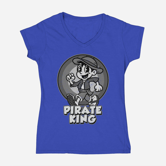 Vintage Pirate King-Womens-V-Neck-Tee-Badbone Collections