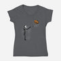 Jack With Pumpkin-Womens-V-Neck-Tee-Barbadifuoco