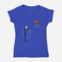 Jack With Pumpkin-Womens-V-Neck-Tee-Barbadifuoco