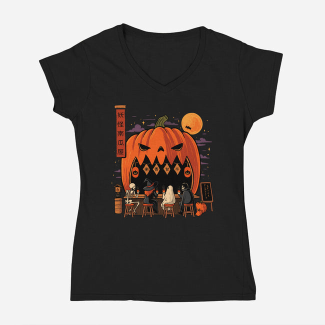Pumpkin Spice Station-Womens-V-Neck-Tee-erion_designs