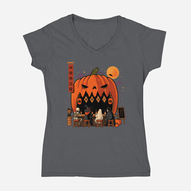 Pumpkin Spice Station-Womens-V-Neck-Tee-erion_designs