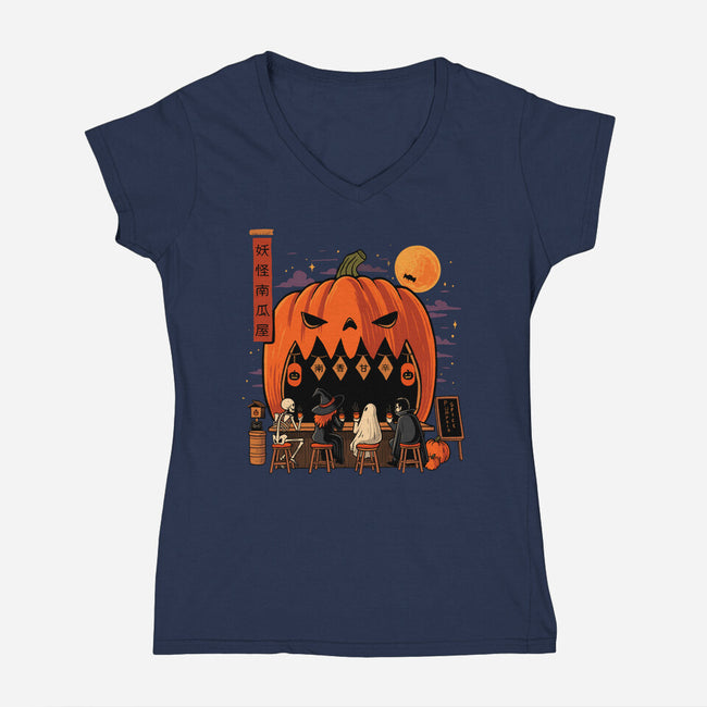 Pumpkin Spice Station-Womens-V-Neck-Tee-erion_designs