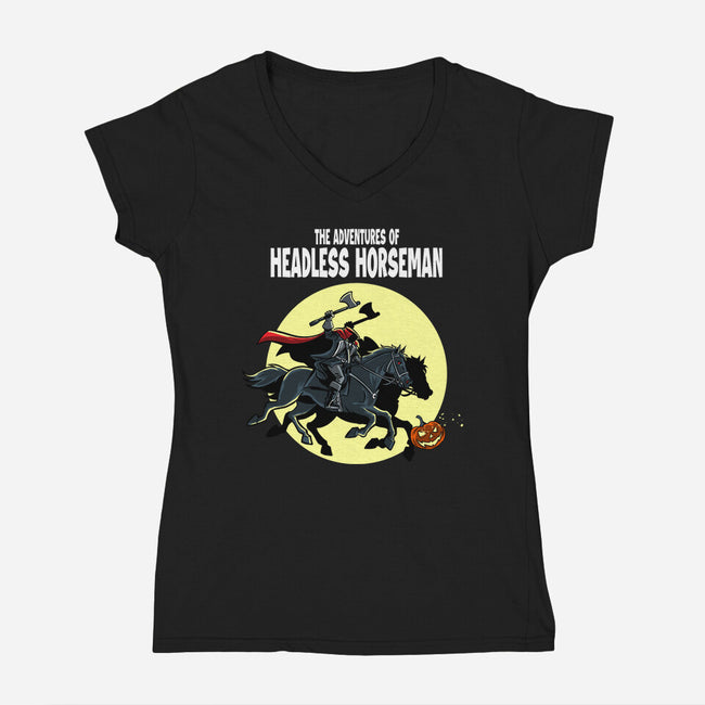 The Adventures Of The Headless Horseman-Womens-V-Neck-Tee-zascanauta