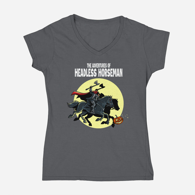 The Adventures Of The Headless Horseman-Womens-V-Neck-Tee-zascanauta