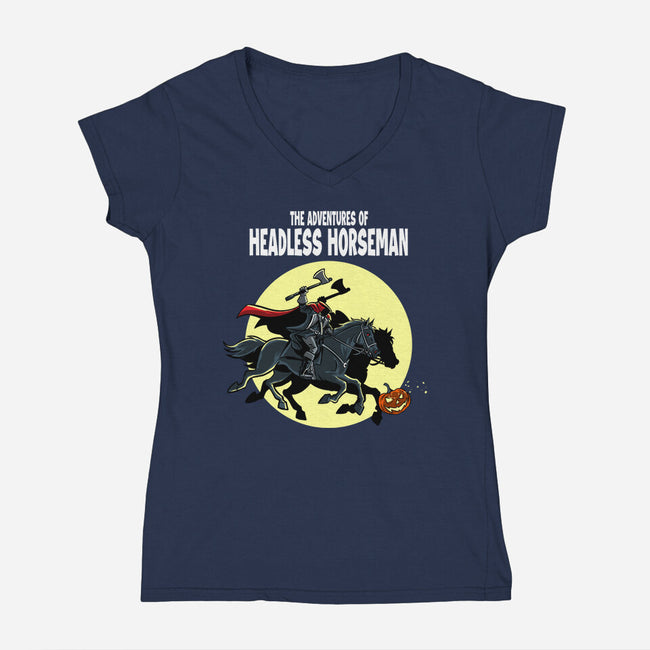 The Adventures Of The Headless Horseman-Womens-V-Neck-Tee-zascanauta