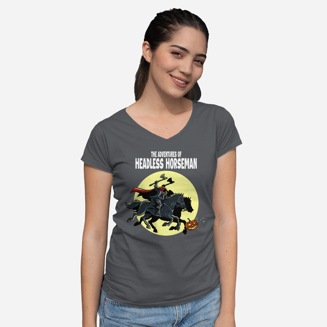 The Adventures Of The Headless Horseman-Womens-V-Neck-Tee-zascanauta