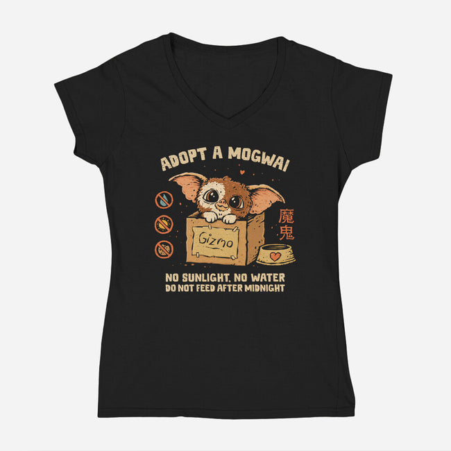 Adopt A Mogwai-Womens-V-Neck-Tee-kg07