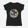 Dark Samurai In Japan-Womens-V-Neck-Tee-DrMonekers