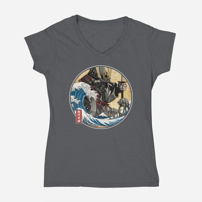 Dark Samurai In Japan-Womens-V-Neck-Tee-DrMonekers