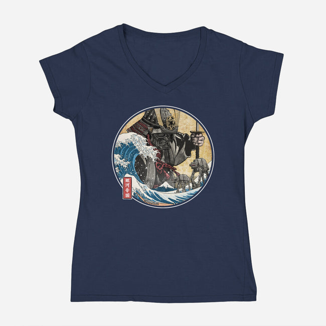Dark Samurai In Japan-Womens-V-Neck-Tee-DrMonekers