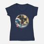 Dark Samurai In Japan-Womens-V-Neck-Tee-DrMonekers