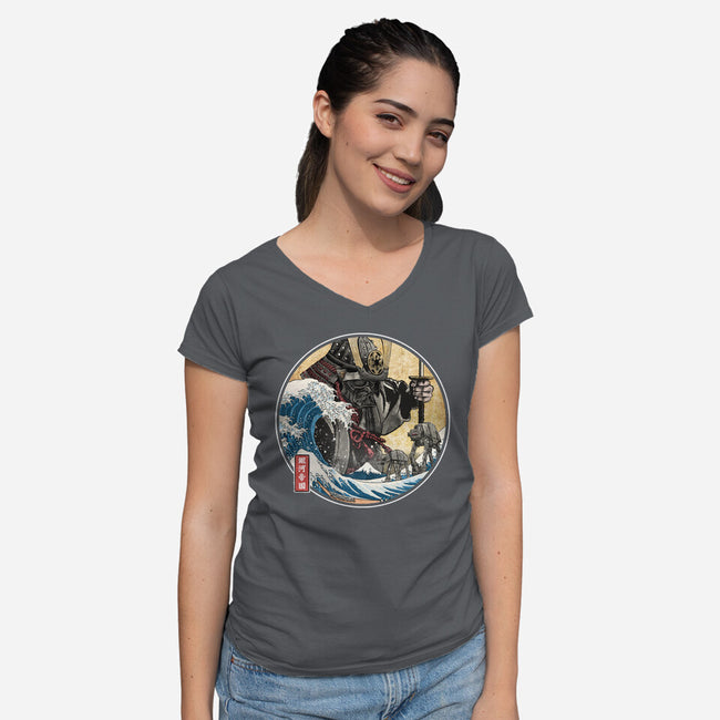 Dark Samurai In Japan-Womens-V-Neck-Tee-DrMonekers