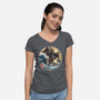 Dark Samurai In Japan-Womens-V-Neck-Tee-DrMonekers