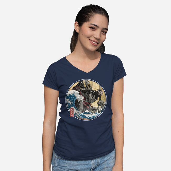 Dark Samurai In Japan-Womens-V-Neck-Tee-DrMonekers