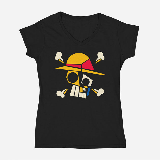 One Picasso-Womens-V-Neck-Tee-rocketman_art
