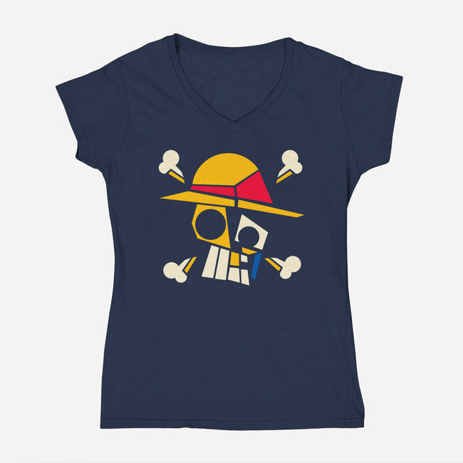 One Picasso-Womens-V-Neck-Tee-rocketman_art