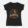 Haddonfield Pumpkin Ale-Womens-V-Neck-Tee-sachpica