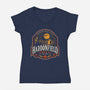 Haddonfield Pumpkin Ale-Womens-V-Neck-Tee-sachpica