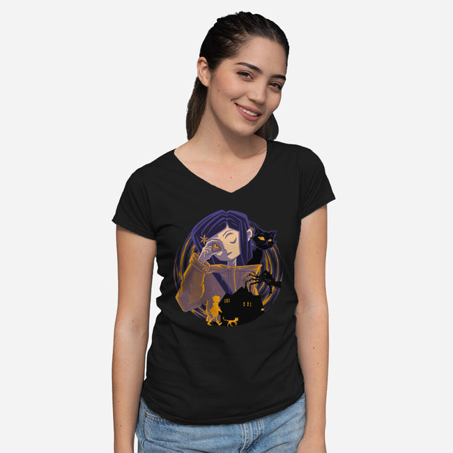 Seeing Through The Stone-Womens-V-Neck-Tee-rmatix