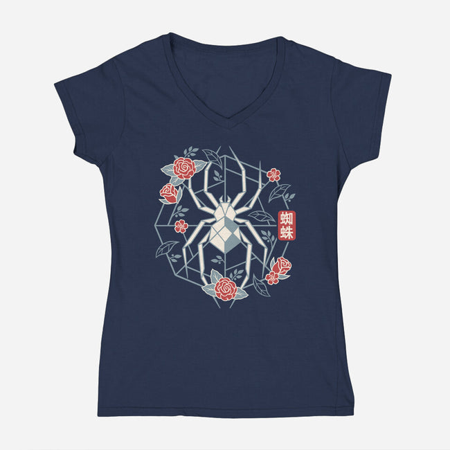 Geometric Spider-Womens-V-Neck-Tee-NemiMakeit