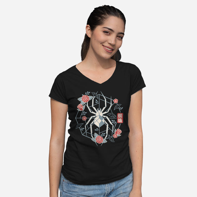 Geometric Spider-Womens-V-Neck-Tee-NemiMakeit