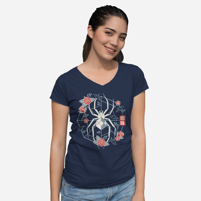 Geometric Spider-Womens-V-Neck-Tee-NemiMakeit