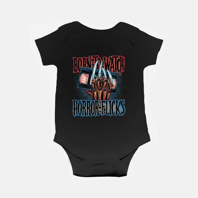Born To Watch Horror Flicks-Baby-Basic-Onesie-glitchygorilla
