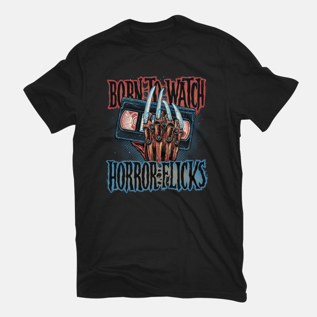 Born To Watch Horror Flicks-Mens-Premium-Tee-glitchygorilla